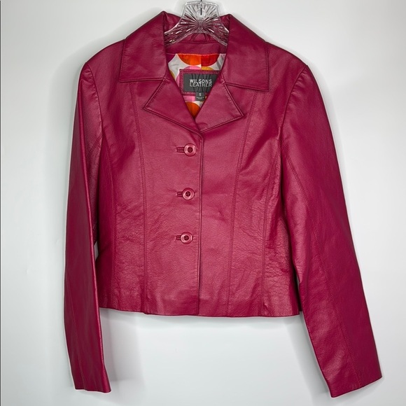 Wilsons Leather Pink Button Jacket Size Small - Picture 1 of 13